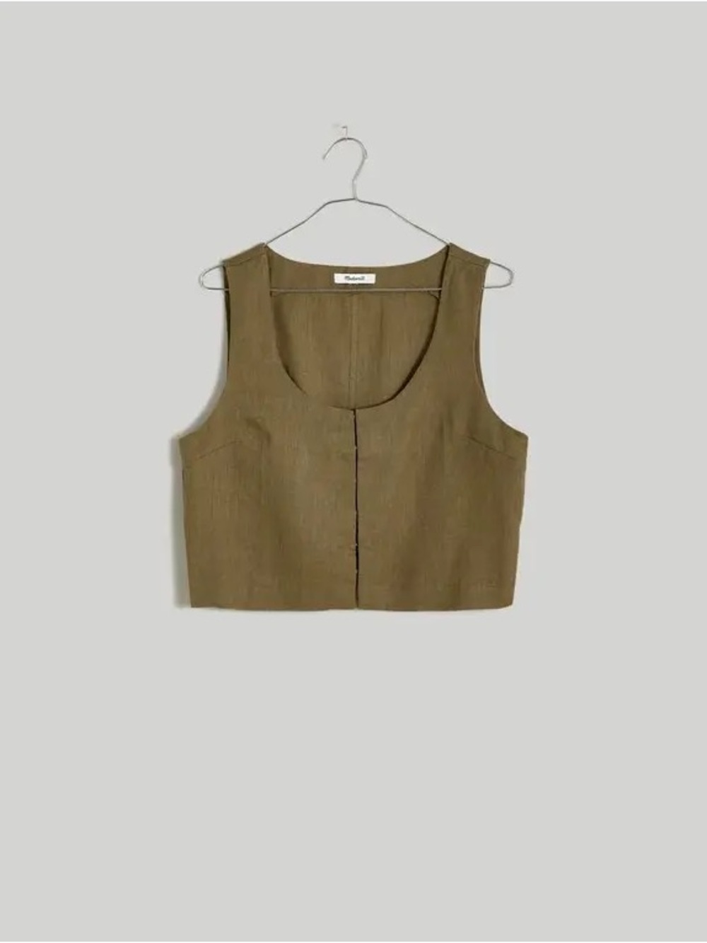 Madewell Linen Sleeveless Cropped Tank Top - Olive